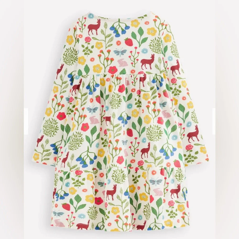 Mini Boden Woodland Long Sleeve Twirly Dress Girls Size 7-8